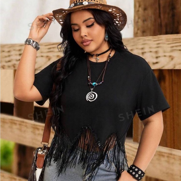 NWOT Shein fringe blouse - Picture 1 of 5